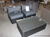 Lounge - memphis midden element black brush met kussens antraciet uitvoering- zwart / kussens grijs olefin - afbeelding 1 van  3