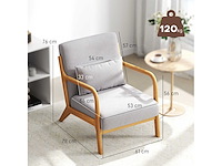 Loungefauteuil - 3 kussens inbegrepen - diepe zitting - armleuningen - rubberhouten frame - grijs fluweel uiterlijk - afbeelding 4 van  7