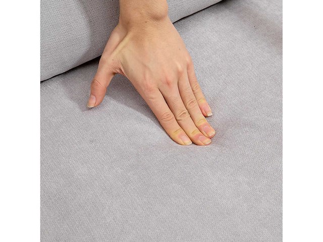 Loungefauteuil - 3 kussens inbegrepen - diepe zitting - armleuningen - rubberhouten frame - grijs fluweel uiterlijk - afbeelding 9 van  10