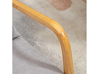 Loungefauteuil - 3 kussens inbegrepen - diepe zitting - armleuningen - rubberhouten frame - grijs fluweel uiterlijk - afbeelding 10 van  10