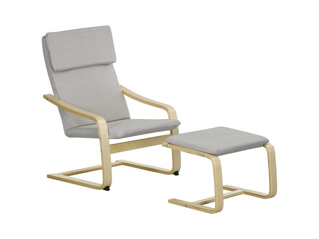 Loungefauteuil met voetensteun, linnen look bekleding - afbeelding 2 van  6