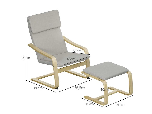 Loungefauteuil met voetensteun, linnen look bekleding - afbeelding 3 van  6