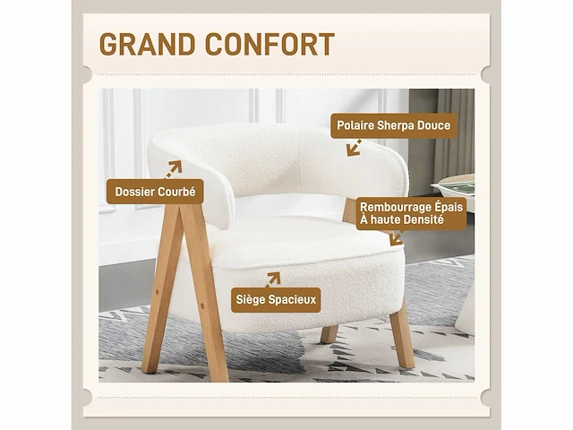 Loungefauteuil van badstof, wit - afbeelding 4 van  6