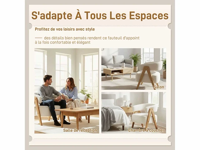 Loungefauteuil van badstof, wit - afbeelding 6 van  6