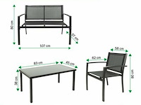 Loungeset - 4-persoons zithoek - textileen staal - zwart - afbeelding 3 van  3