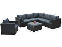 Loungeset - 7-delig wicker - zwart / antraciete kussens - afbeelding 1 van  3