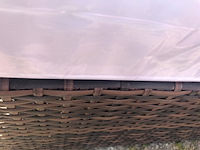 Loungeset - 8-delig wicker bruin + zandkleurig met parasol - afbeelding 1 van  3