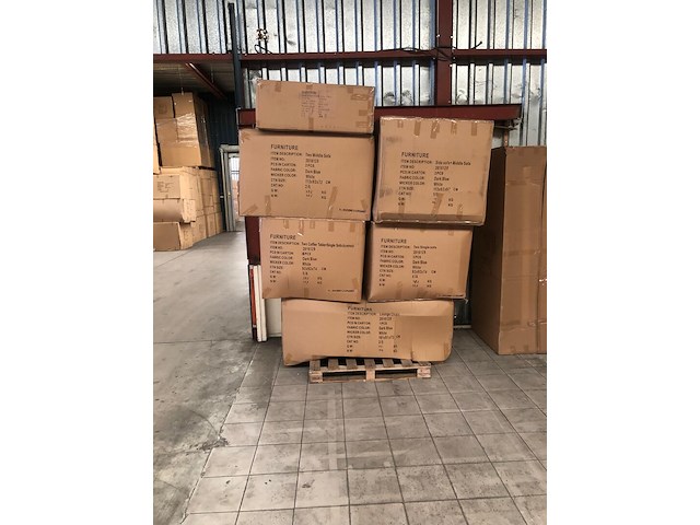 Loungeset 11-delig white wicker /donker blauwe kussens - afbeelding 2 van  2