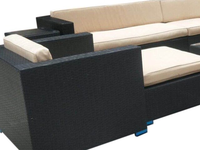Loungeset 12-delig brown wicker / blauwe kussens - afbeelding 2 van  2