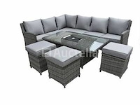 Loungeset 6-delig brown wicker / licht grijze kussens - afbeelding 2 van  2