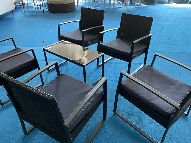 Loungeset alu set 5 persoons + tafel - afbeelding 2 van  3