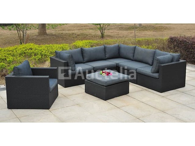 Loungeset eivissa | 7-delig | wicker | zwart + antraciet - afbeelding 2 van  3