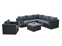 Loungeset eivissa | 7-delig | wicker | zwart + antraciet - afbeelding 3 van  3