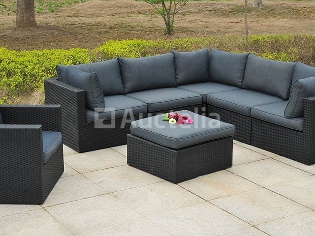 Loungeset eivissa | 7-delig | wicker | zwart + antraciet - afbeelding 2 van  3