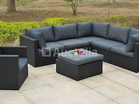 Loungeset eivissa | 7-delig | wicker | zwart + antraciet - afbeelding 2 van  3