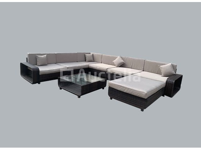 Loungeset garda | 8-delig | wicker | donkerbruin + grijs - afbeelding 1 van  2