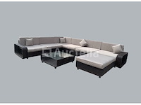 Loungeset garda | 8-delig | wicker | donkerbruin + grijs - afbeelding 1 van  2