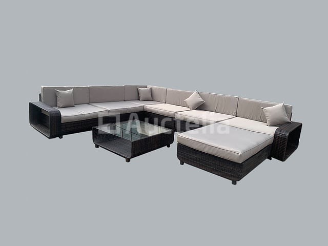 Loungeset garda | 8-delig | wicker | donkerbruin + grijs - afbeelding 2 van  2