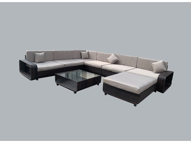 Loungeset garda | 8-delig | wicker | donkerbruin + grijs - afbeelding 1 van  2