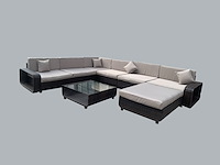 Loungeset garda | 8-delig | wicker | donkerbruin + grijs - afbeelding 1 van  2