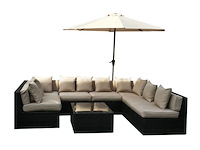 Loungeset virginia | 8-delig | met parasol | bruin - afbeelding 2 van  3
