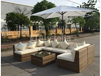 Loungeset virginia | 8-delig | met parasol | bruin - afbeelding 3 van  3