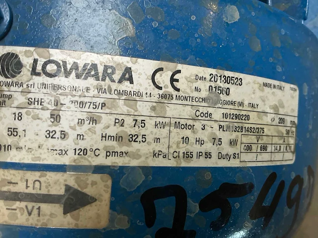 Lowara she 40-200/75/p rvs centrifugaalpomp - afbeelding 6 van  8