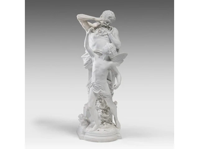Luca madrassi (1848-1919), aeolus teaching his son zephyr how to blow the winds, biscuit group 82 cm. (32.28 in.) - afbeelding 1 van  12