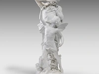 Luca madrassi (1848-1919), aeolus teaching his son zephyr how to blow the winds, biscuit group 82 cm. (32.28 in.)