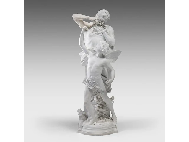 Luca madrassi (1848-1919), aeolus teaching his son zephyr how to blow the winds, biscuit group 82 cm. (32.28 in.) - afbeelding 5 van  12