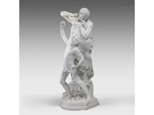 Luca madrassi (1848-1919), aeolus teaching his son zephyr how to blow the winds, biscuit group 82 cm. (32.28 in.) - afbeelding 6 van  12