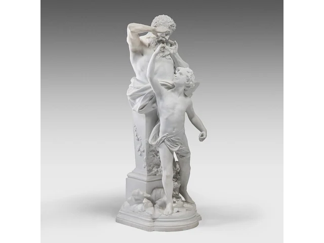 Luca madrassi (1848-1919), aeolus teaching his son zephyr how to blow the winds, biscuit group 82 cm. (32.28 in.) - afbeelding 11 van  12