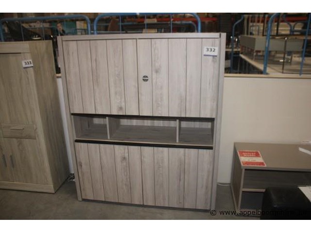 Lucca barkast in millenium eik lichtgrijs + zwart k541 - afbeelding 1 van  2