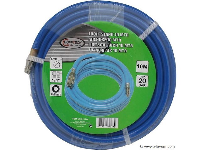 Luchtslang 10 meter 1/4 aansluiting max 20 bar - afbeelding 1 van  2