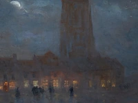 Lucien frank (1857-1920), a winter evening in veurne, oil on canvas 61 x 85 cm. (24.01 x 33.46 in.), frame: 78.5 x 102.5 cm. (30.91 x 40.35 in.) - afbeelding 6 van  6