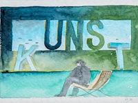 Ludger gerdes (1954-2008), 'kunst', 1989, watercolour on paper, 23.5 x 34 cm. (9 1/4 x 13.39 in.), frame: 34.5 x 42.5 cm. (13.58 x 16.73 in.)