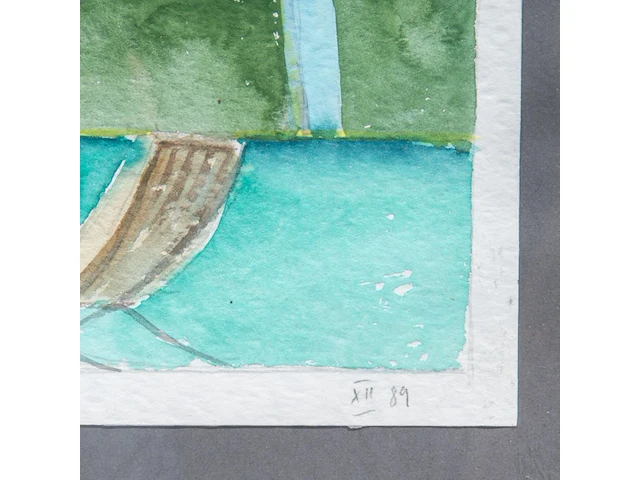 Ludger gerdes (1954-2008), 'kunst', 1989, watercolour on paper, 23.5 x 34 cm. (9 1/4 x 13.39 in.), frame: 34.5 x 42.5 cm. (13.58 x 16.73 in.) - afbeelding 4 van  4