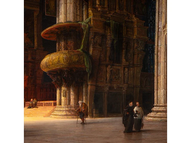 Ludwig mecklenburg (1820-1882), the interior of the cathedral of milan, 1853, oil on canvas, 145 x 105 cm. (57.09 x 41.34 in.), frame: 162 x 122 cm. (63.78 x 48.03 in.) - afbeelding 5 van  7