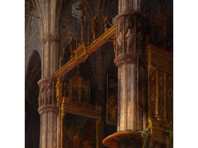Ludwig mecklenburg (1820-1882), the interior of the cathedral of milan, 1853, oil on canvas, 145 x 105 cm. (57.09 x 41.34 in.), frame: 162 x 122 cm. (63.78 x 48.03 in.) - afbeelding 6 van  7