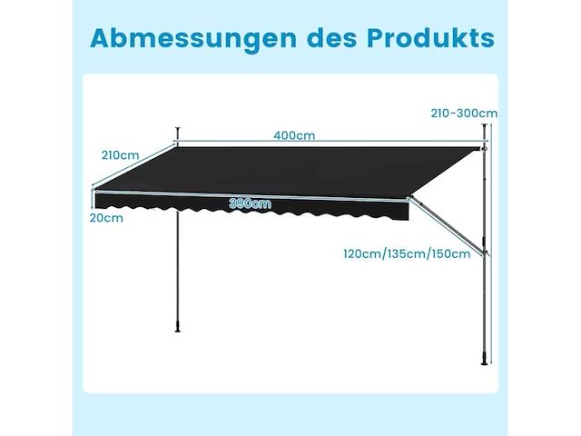 Luifel 400 cm - zwart - afbeelding 3 van  5
