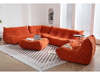 Lumi 3-zits bank - oranje fluweel 30 maart - h 70 cm - w 212 cm - d 102 cm - afbeelding 3 van  6
