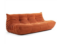 Lumi 3-zits bank - oranje fluweel 30 maart - h 70 cm - w 212 cm - d 102 cm