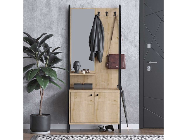 Lumi kapstok | 100% melamine | eiken, zwart - afbeelding 1 van  6