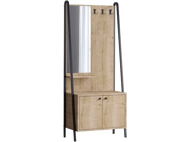 Lumi kapstok | 100% melamine | eiken, zwart - afbeelding 3 van  6