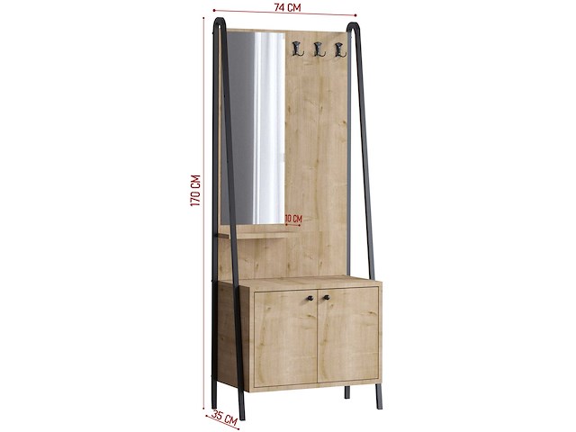 Lumi kapstok | 100% melamine | eiken, zwart - afbeelding 4 van  6
