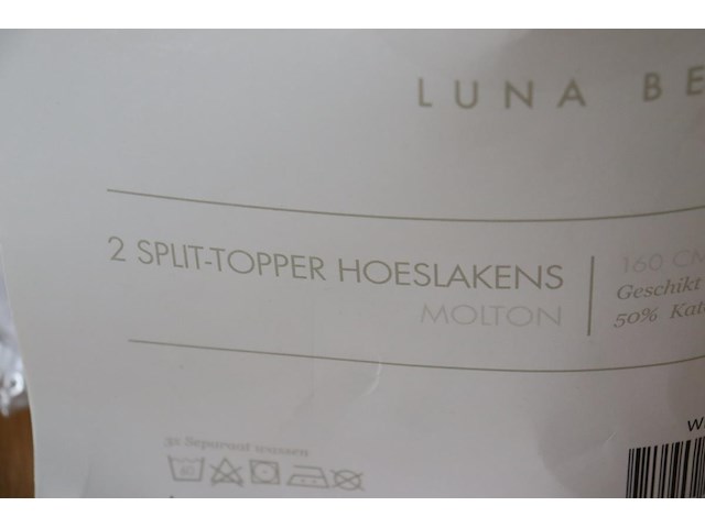 Luna bedding split-topper hoeslaken molton maat : 160x200 - afbeelding 3 van  3