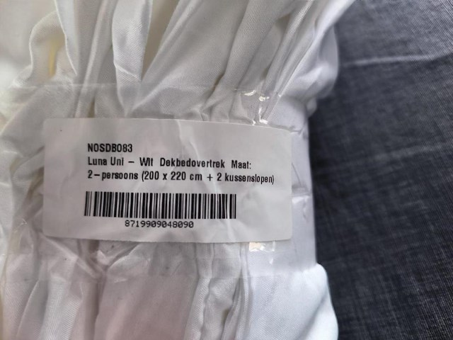 Luna bedding uni dekbedovertrek & 2 kussenslopen kleur : wit maat : 200x220 - afbeelding 2 van  2