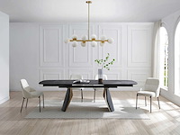 Lustre en métal et verre blanc - 10 globes - l. 94 x p. 23 x h. 88 cm - doré - afbeelding 1 van  6