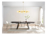 Lustre en métal et verre blanc - 10 globes - l. 94 x p. 23 x h. 88 cm - doré - afbeelding 5 van  6