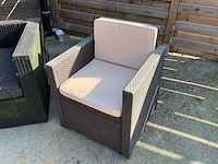 Luxe 5-delige wicker loungeset voor tuin/terras – inclusief kussens & salontafel - afbeelding 4 van  15